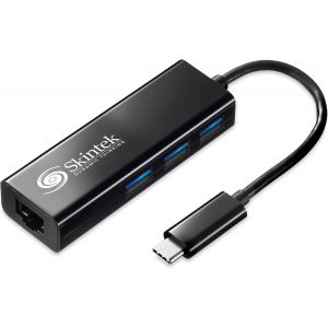 KAL-Skintek Sk-04-Tclh Adaptateur Usb C Type C Vers Lan Ethernet Rj45 Gigabit 10/100/100, Incluant Hub 3 Ports Usb 3.0. C&acirc;ble De 8 Cm. - Neuf