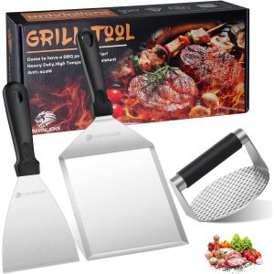 Burger,Spatule Plancha INOX,M&eacute;ga Spatule Barbecue INOX,5,5 inch Presse Steak Hach&eacute;,Outil de Gril pour l'ext&eacute;rieur et l'int&eacute;rieur - Neuf