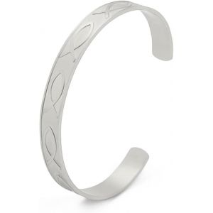 Eryi-Bracelet Manchette Jésus Poisson Ouvert Pour Femmes Et Filles Bracelet Réglable Avec Poisson Chrétien Bracelet Manchette Animal Symbole Poisson Ichthys Bijoux - Neuf