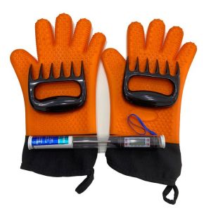 Pack De Silicone Four Gants Résistant À La Chaleur Pour Barbecue Gants Imperméables, Gants De Cuisine Accessoires De Cuisine Pour La Cuisson, Barbecue Four À Pizza - Neuf