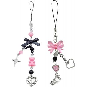 Kal-Nayyana Lot De 2 Pendentifs Y2k Pour Téléphone Portable, Accessoires Pour Sac De Téléphone Portable, Porte-Clés, Pendentif D'appareil Photo - Neuf