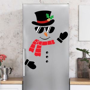 Autocollants pour r&eacute;frig&eacute;rateur, bonhomme de neige de No&euml;l, lunettes de soleil, 30*60cm - Neuf