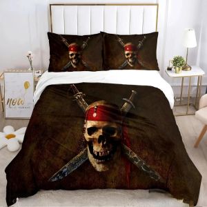 Parure De Lit Pirates Des Caraïbes, Housse De Couette, Decoration Océan, Marin, Capitaine Pirate, Aventure En Mer, Couvre-Lit Pour Enfants Et Garcon S - Neuf