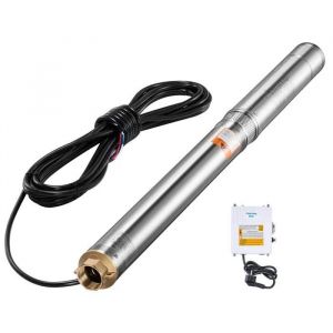 Pompe Submersible pour Puits Profonds-Duoku-550 W-Hauteur de Refoulement de 174 pi-D&eacute;bit de 100 l/min-Acier Inoxydable - Neuf