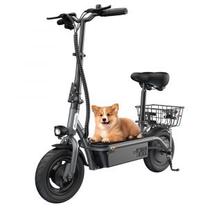 Iscooter F2 Trottinette Électrique Avec Siège Et Panier Arrière, Moteur 500 W, Batterie 36 V 7,8 Ah, Pneus 10 Pouces, Vitesse Maximale 30 Km/H, Autonomie 30 Km, Freins À Tambour Avant Et Arrière - Neuf