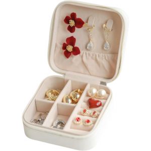 Petite Bo&icirc;te &Agrave; Bijoux,Bo&icirc;te &Agrave; Bijoux Voyage Portable,Petite Bo&icirc;te &Agrave; Bijoux Pour Femme,Coffret &Agrave; Bijoux De Voyage,Bo&icirc;te Cadeau Pour Filles Et Femmes,10 X 10 X 5 Cm,Blanc - Neuf