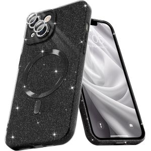 LORANKA-Coque Magn&eacute;tique pour iPhone 14 Etui &agrave; Paillettes Brillant Compatible avec MagSafe Charge sans Fil Housse de Protection Antichoc pour Appareil Photo Glitter Silicone TPU Souple,Noir - Neuf
