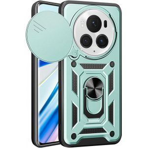 Kal-Coque Pour Honor Magic 6 Pro (Magic6 Pro), Très Mince Antichoc Armure Silicone Housse Avec Glisser Caméra Cover Et Magnétique Anneau Support, Pc+Tpu Durable Étui.Vert - Neuf