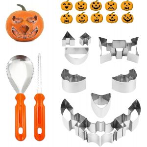 Chenquansarl-Kit Citrouille Halloween, 12 Pièces Kit Sculpture Citrouille Avec Pochoirs De Citrouille En Acier Inoxydable, Pumpkin Carving Kit Pour Sculpture Citrouille - Neuf
