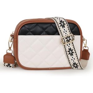 TIANYI-Sac &agrave; Main Femme en Cuir PU Sac Bandouli&egrave;re avec Color-Blocking Design Crossbody bag avec Sangle R&eacute;glable et Amovible Petit Sac pour Shopping, Voyage, Quotidien - Neuf