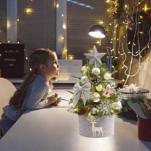 Mini Arbre de No&euml;l avec Flocage, Blanc Arbre de No&euml;l Ornements, Petit Bureau &agrave; la D&eacute;coration de la Maison, Compatible avec Hiroekza Cadeaux - Neuf