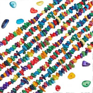 Kit De Cr&eacute;ation Diy : 1 Bo&icirc;te De 2 Rangs De Perles De Coquillage D'eau Douce Naturelles, &Eacute;clats De Pierres Pr&eacute;cieuses Color&eacute;es, Gravier, Perles Roul&eacute;es Irr&eacute;guli&egrave;res Pour La Fabrication De Bijoux Et - Neuf