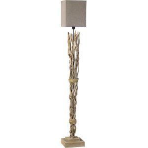 Subzonal-Lampadaire Marica Branches En Bois Avec Abat-Jour En Tissu Couleur Sable. Style Nature Et Moderne. - Neuf