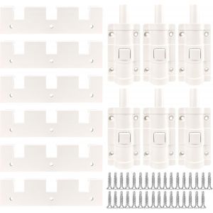 Yemaesre-Verrous De Porte Coulissante En Verre, Serrure De Sécurité Enfant Pour Porte Coulissante, Serrures De Porte De Fenêtre Pour Plus De Sécurité (3, Blanc) - Neuf