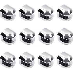 12pcs Supports En Verre,Ajustable En Alliage De Zinc Clip De Verre &Eacute;tag&egrave;re Pince Support Support De Montage &Agrave; Dos Plat Pour Balustrades De Main Courante D'escalier Vitrage Poli - Neuf