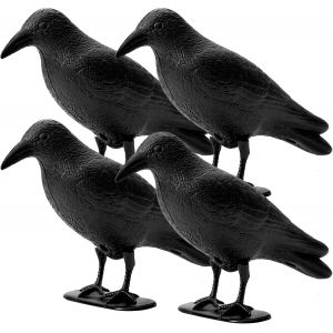 Lot De 4 Corbeau Noir En Plastique - R&eacute;pulsif Pigeons Contre Les Petits Oiseaux Et Dissuasion Respectueuse Des Animaux - Neuf