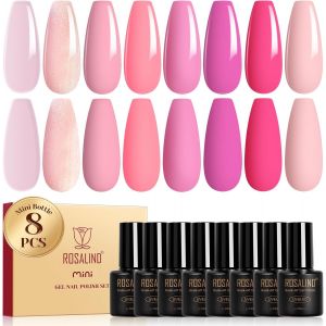Vernis Semi Permanent Rose,8 Couleurs Clair Rose Nude Neon Rose Vernis Gel Uv Semi Permanent, Soak Off Uv/Led Vernis À Ongles Printemps Été Manucure Cadeau - Neuf