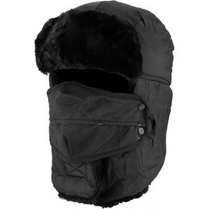 Casquette De Pilote Rembourrée Noire Avec Masque Coupe-Vent, Unisexe, Pour L'hiver, Avec Cache-Oreilles De Chasse, Pour Le Ski Et Le Snowboard - Neuf