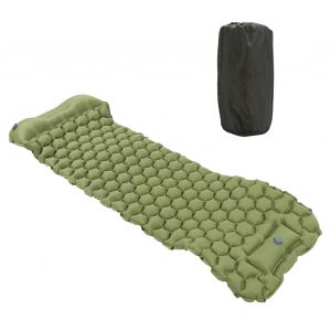 Hjlian Matelas De Camping Gonflable Avec Presse A Pied, Ideal Pour La Randonnee, Les Voyages, La Tente, Vert Militaire - Neuf