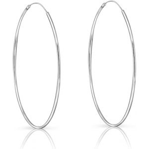 Kal-® Boucle D'oreille Argent - Creoles - Boucles D'oreilles Femme Creole - Anneau Oreille Homme - Créoles Argent 925 - Creole Homme - Bijoux Creole - Épaisseur 1.5 Mm - Diamètre 8 À 80 Mm - Neuf