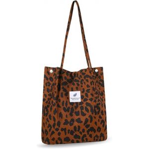 KALANKA-Sac Tote Bag Velours Cotel&eacute;,Sac Cabas Tissu Femme,Sac &agrave; Main &agrave; Bandouli&egrave;re,Canvas Shoulder Bag,Shopper Bag,Sac Fourre Tout Travail,Sac Grande Capacit&eacute; pour Ecole, Travail, Voyage - Neuf