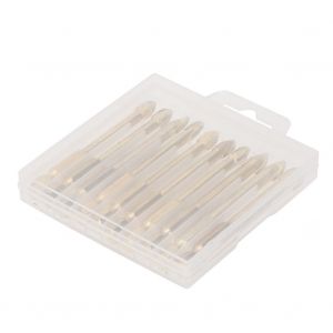 Lot de 10 forets a tete fendue en carbure cemente pour carrelage, ceramique et verre (10 mm) - Neuf