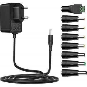 12V 1A Alimentation,3M Universal AC DC Power Adapter avec 8 Prises DC pour 12V 0.3A 0.5A 0.8A 1A électronique comme LED Bande lumière CCTV caméra etc. 1000mA Max (Longueur du câble 3Meter) - Neuf