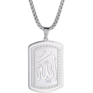 Kal-Collier Allah Pour Homme Et Femme En Acier Inoxydable Chic Avec Pendentif Islamique Musulman Allah (Médaillon) Bijoux Arabes - Neuf