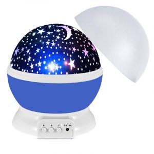 Projecteur d'étoiles bleu, lumière de nuit pour enfants, un projecteur, un tournant de bébé de la lumière de nuit pour chambre enfant, cadeau pour bébé - Neuf