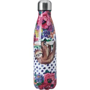 Wild At Heart Bouteille D'eau En Acier Inoxydable, 500ml, Bouteille Isotherme Avec Couvercle &Agrave; Vis Pour Les Trajets Quotidiens, L'&eacute;cole Ou Le Gymnase, Imprim&eacute; Paresseux - Neuf
