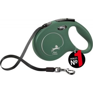 Classic M Sangle 5 M Vert Olive Laisse &Agrave; Enrouleur Pour Chien Jusqu'&agrave; 25 Kg - Neuf