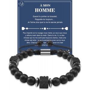 Eryi-Cadeau Saint Valentin Pour Homme Bracelets Pour Homme Cadeau Homme Original Idee Cadeau Homme Cadeau Anniversaire Homme Je T'aime Cadeau Pour Son Copain Bracelet Cuir Homme - Neuf