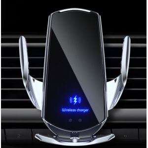 Chargeur Sans Fil Silver-Car, Support De Chargement Sans Fil À Induction Automatique 15 W Pour Iphone/Galaxy, Avec 3 Adaptateurs Magnétiques Pour Tous Les Téléphones - Neuf