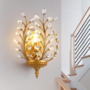 Subzonal-Appliques Murales En Cristal Appliques Murales Rustiques De Style Fran&ccedil;ais R&eacute;tro Vintage Pour Couloir Porche Palier Chambre &Agrave; Coucher 1 Lumi&egrave;re E14 Or (1 Paquet) - Neuf