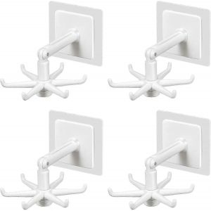 Crochet De Support D'ustensile Suspendu Cintre D'ustensile De Cuisine Support Mural Crochet Pliant Rotatif &Agrave; 360 Degr&eacute;s Crochet Auto-Adh&eacute;sif Porte-Ustensiles (4 Blanc) - Neuf