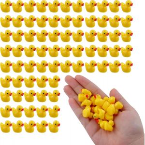 Mevronisshop-100 Pieces Mini Canards En R&eacute;sine, Canards Miniatures Mini Canard En Plastique Petit A Cacher, Canard En Plastique, Canards Pour Diy Aquarium Jardin Bricolage, Petit Canard A Cacher, Jau - Neuf