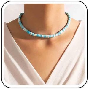 Kal-Collier Tour Surfeur Vintage Heishi Collier Tour Vinyle Pièces Monnaie Collier Tour Boho Heishi Collier Perles Collier Tour Vinyle Heishi Bijoux Pour Femmes Et Filles - Neuf