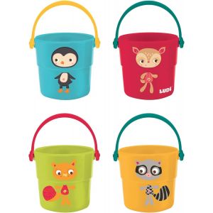 KAL-- 4 Seaux Gigognes - Jouets De Bain Pour B&eacute;b&eacute;, De Plage Et Pour Piscine - &Agrave; Partir De 10 Mois - Neuf