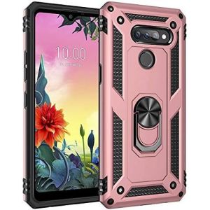 Kal-Coque Lg K50s, Avec Anneau Support, Coque Etui Housse Lg K50s Antichoc Militaire [Tough Armor] Heavy Duty Shock Proof Protective Housse Pour Lg K50s- Rose Or - Neuf
