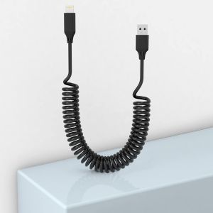 THEF-Câble Lightning Spiralé [Certifié MFi et Compatible CarPlay], Cable iPhone Retractable avec Transmission de Données, Lightning Cable Court pour iPhone/Pad/Pod - Neuf
