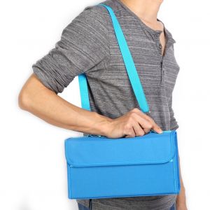 Etui de transport multicouche haute capacite a 80 emplacements pour marqueurs, stylos et stylos, sac portable bleu - Neuf