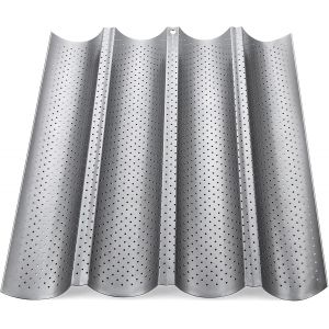 Pain Pan, Perforé Baguette Pan, Perforé Baguette Moule 4 Baguettes En Argent, Perforé Plat De Cuisson Avec Revêtement Anti-Adhésif - Neuf