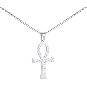 Kal-Collier Avec Pendentif En Forme De Croix Ankh &Eacute;gyptienne En Acier Inoxydable Pour Homme Et Femme - Bijou Religieux &Eacute;gyptien - Neuf