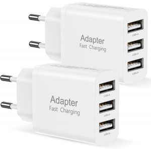 Chargeur Usb Multiple, 2Pack Prise Usb Multiple 3 Ports 15W/3A Prise Chargeu Multi Adaptateur Secteur Chargeur Telephone For Iphone 16 15 14 13 12 11 8 7,Samsung Galaxy S20 S10,Xiaomi,Huawei - Neuf