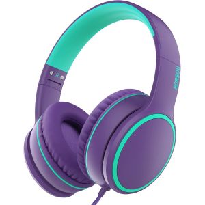 LORANKA-R10 Casque Supra-auriculaire avec Microphone, l&eacute;ger et Pliable avec Basses st&eacute;r&eacute;o avec Cordon Anti-n?uds de 1,5 m, Casque Filaire Portable pour Smartphone, Tablette, Ordinateur, MP3/4 (Violet - Neuf