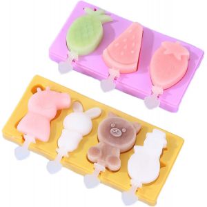 Eryi-2pcs Moules À Glace,Moule À Glace En Silicone Réutilisable,Moules À Crème Glacée De Dessin Animé,Moules À Crème Glacée En Silicone,Moules À Glace Bricolage Adaptés Enfants Et Aux Familles - Neuf