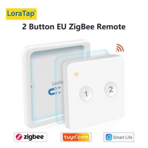 LoraTap ZigBee 3.0 sans fil 14 EU bouton posoir à distance Tuya scène automatisation commutateur de contrôle vie intelligente App Hub besoin-Remote de l'UE à 2 boutons - Neuf