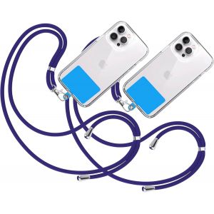 Maa-2x Cordon Universel Pour Téléphone Portable [Bleu Électrique] Avec Patch De Fixation [Bleu] Et Sangle De Suspension Amovible Réglable Et Résistante Compatible Avec Toutes Les Téléphones Mobiles - Neuf
