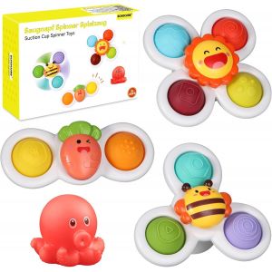 TDRFL-Jouets Rotatifs À Ventouse,3 Pcs Spinner Jouets Sensoriels Éducatifs,Jouets Ventouse Spinner,Jouets De Bain À Ventouse Pour Enfants Garçons Et Filles - Neuf