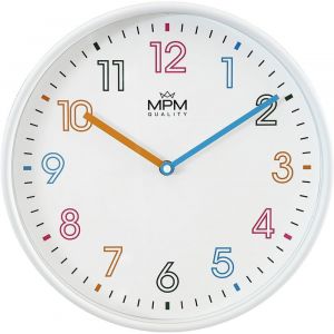 ChenQuanSarl-Horloge Murale Colorée Joanna, En Plastique De Couleur Blanche Avec Chiffres Pastel Doux, ¿ 300 Mm, Mouvement À Quartz Et Fonctionnement Facile (Balayage), Verre Minéral, Avec Chiffres - Neuf